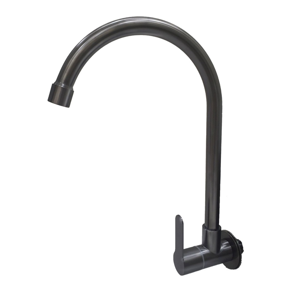 Product photo: SLINE 1113GC SUS304 Gunmetal Grey Wall Sink Tap Faucet - 00926A