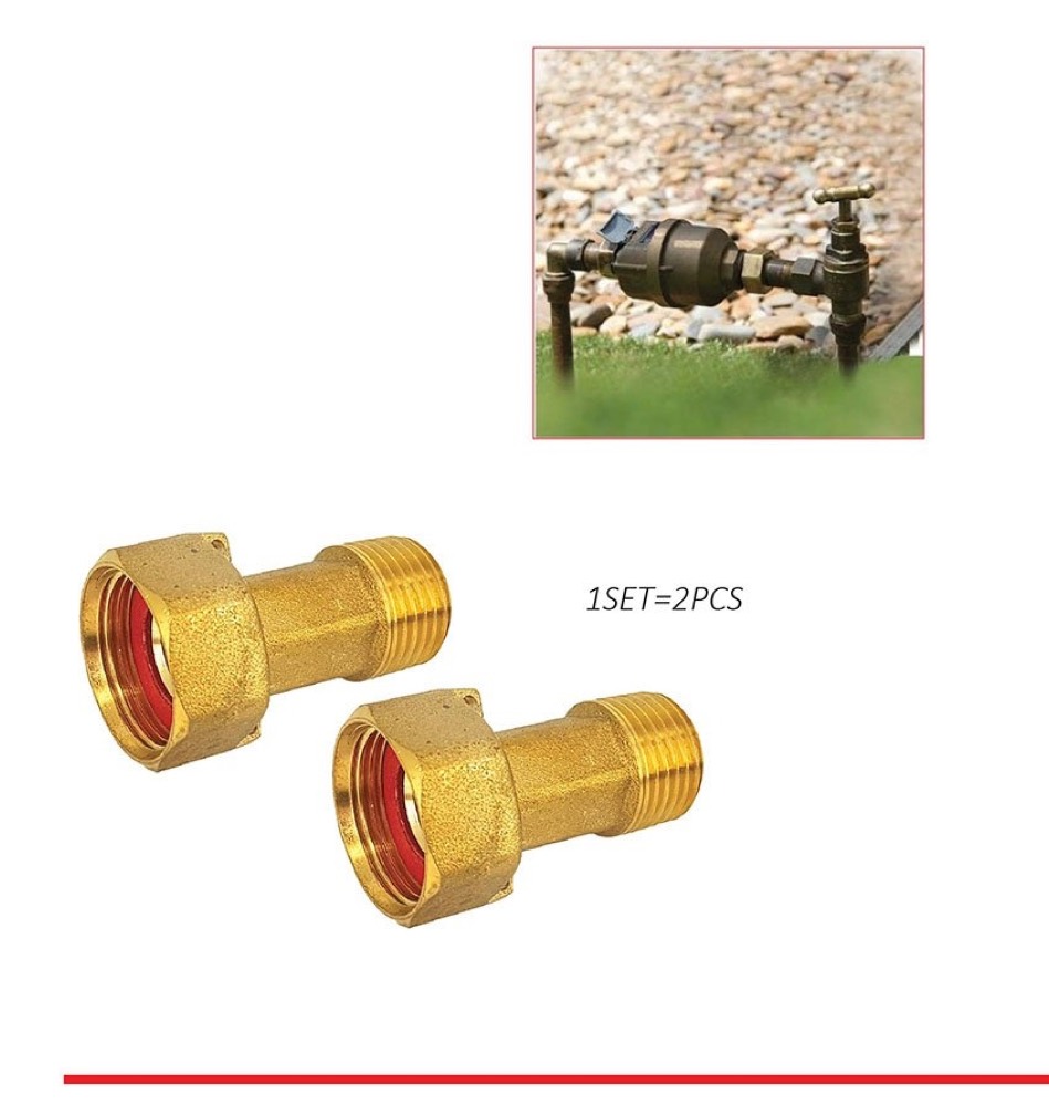 Product photo: SLINE Water Meter Brass Fitting Coupling Nut (1/2 Inches x 3/4 Inches) (2 PCS) - 00500ZE