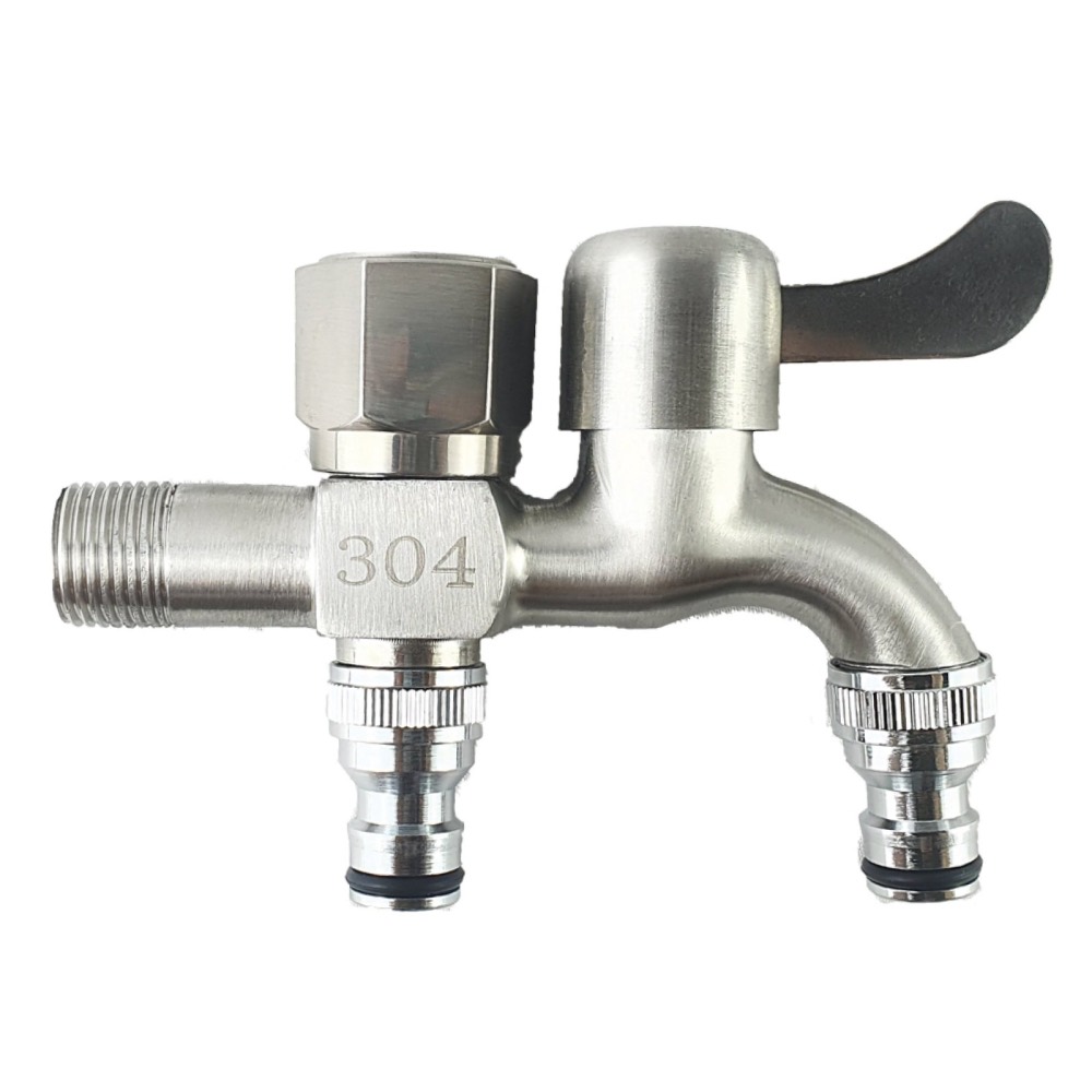 Product photo: SLINE SUS 304 Stainless Steel Two Function Garden Tap/ Faucet + Garden Nozzle - 00917RE