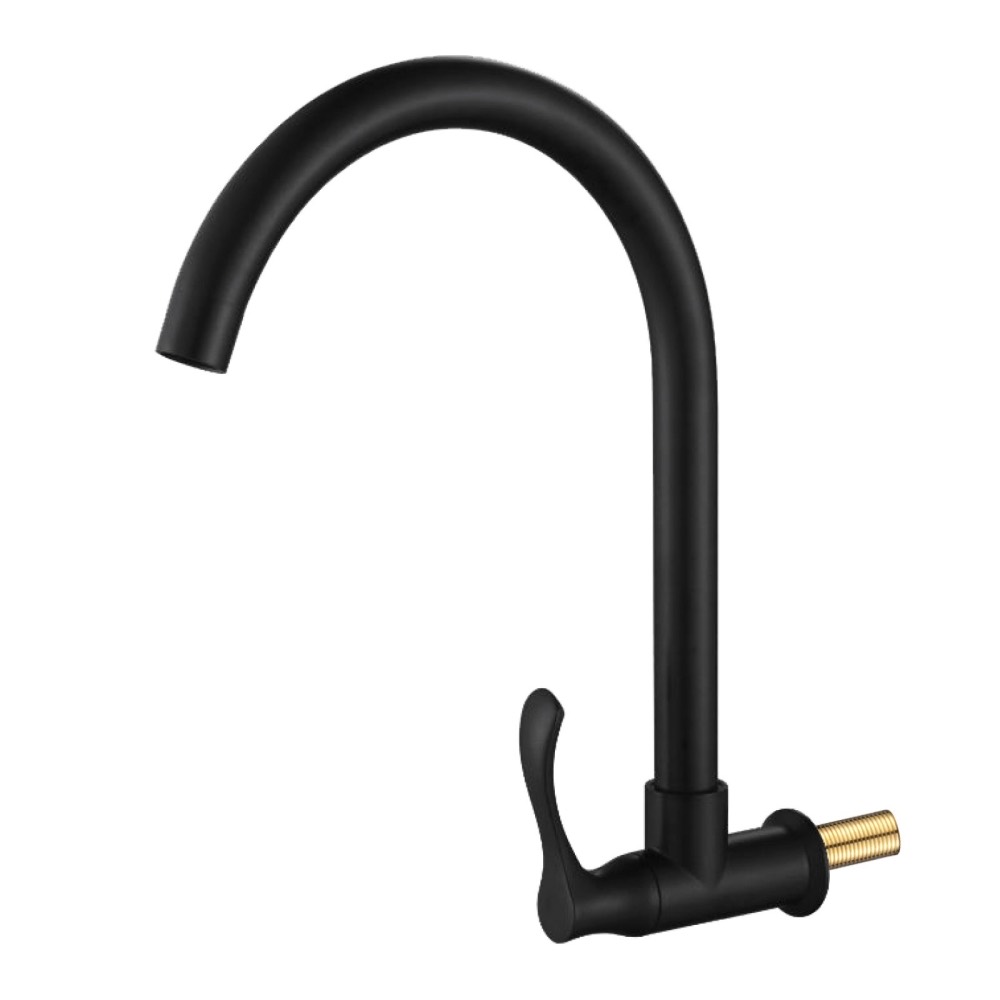 SLINE BLC T22 1113BC Matte Black Wall Sink Tap - 00925A, view 1