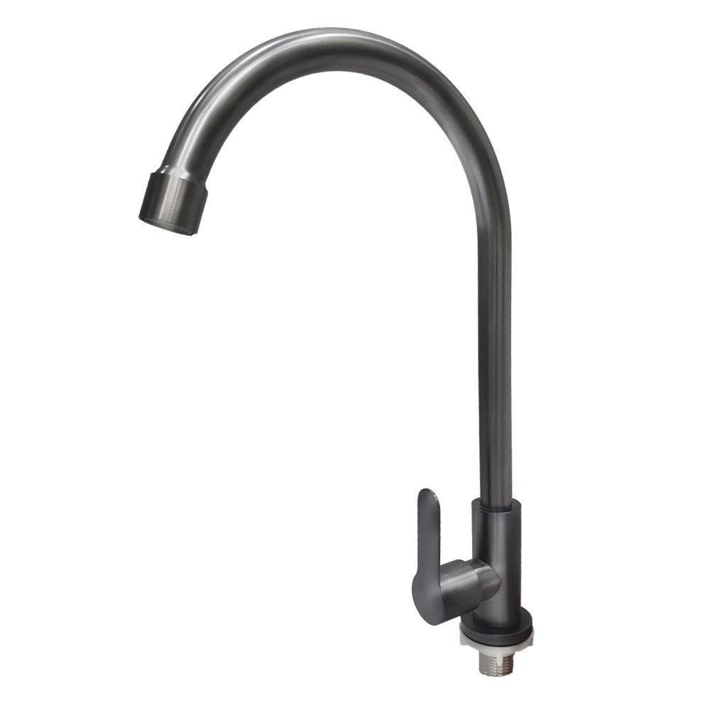 Product photo: SLINE 2113GC SUS304 Gunmetal Grey Pillar Sink Tap Faucet - 00926B