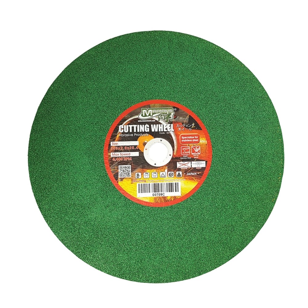 Product photo: MANN'S 14 Inches X 3.0mm Stainless Steel Green Resin Cutting Wheel (5 PCS) - 00709D