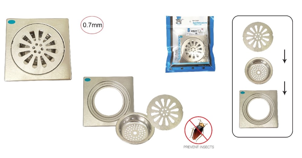 SLINE Stainless Steel Filter Floor Grating & Filter (6 Inches x 6 Inches) - 00433E, view 1