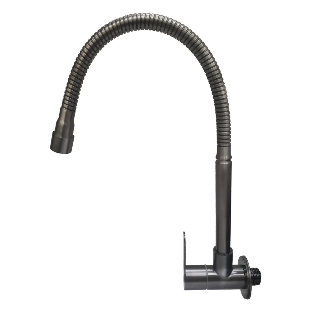Product photo: SLINE FX1113GC SUS304 Gunmetal Grey Flexible Wall Sink Tap Faucet - 00926G